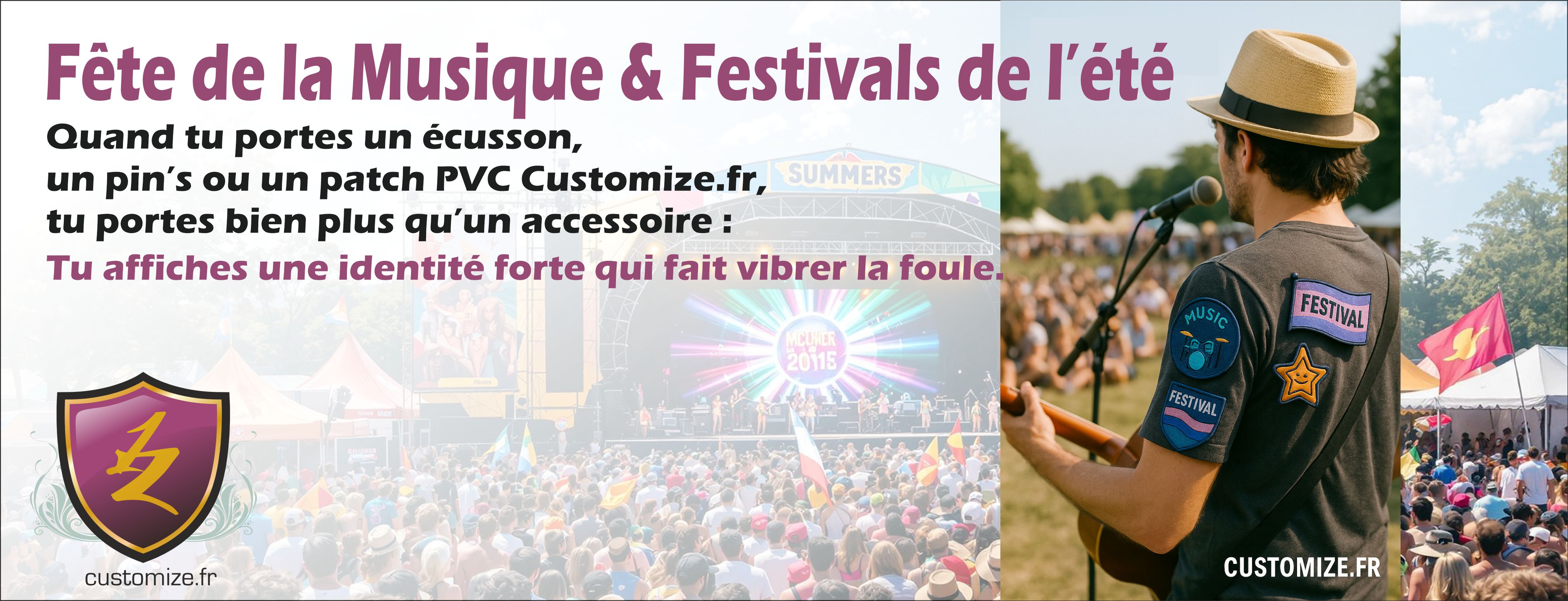 Le blog de customize.fr - Fête de la Musique & Festivals d'Été : Faites la Différence avec des Écussons, Pin's et Drapeaux Personnalisé Le blog de customize.fr - Fête de la Musique & Festivals d'Été : Faites la Différence avec des Écussons, Pin's et Drapeaux Personnalisé